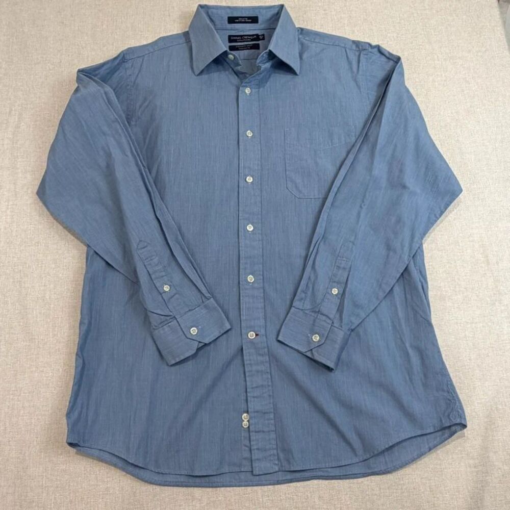 Daniel Cremieux Collection Richard Shirt Mens 16.5 35 Blue Tailored Fit Cotton